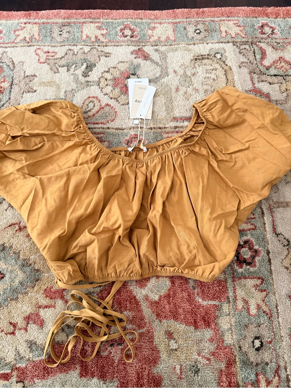Mango Mustard Puff-Sleeve Crop Top